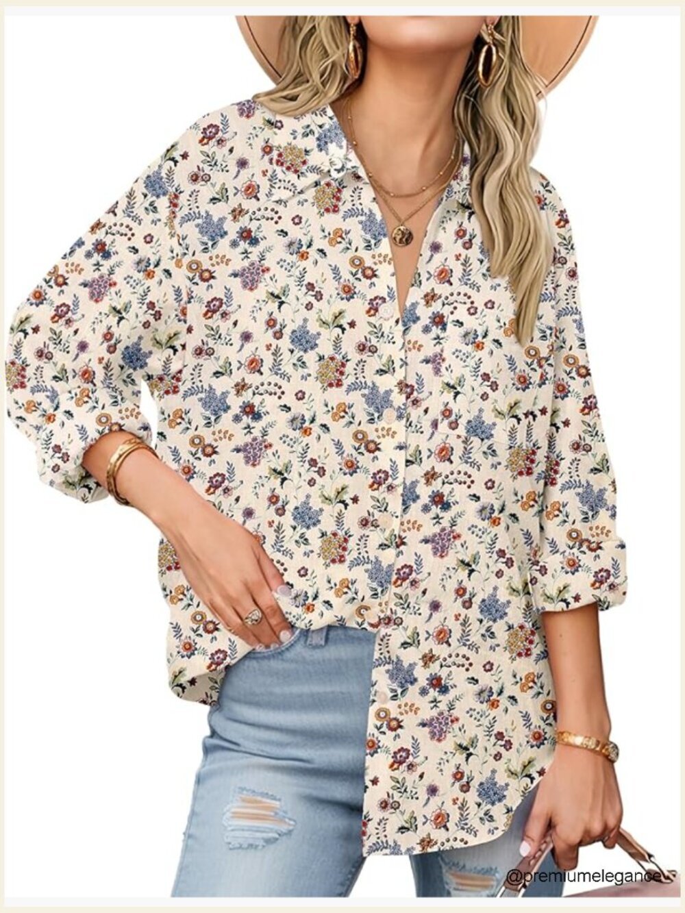 Long Sleeve Button Down Shirt Cotton Gauze Blouse Casual Loose Fit